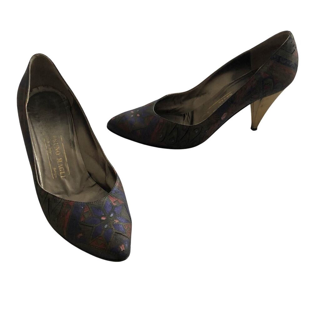 Bruno Magli Pumps Made in Italy High Heel Shoes Gold Heels Bologna 38.5/8 US